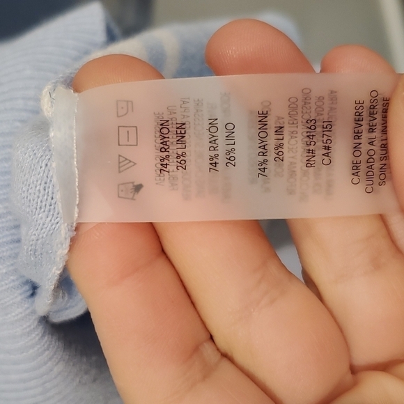 NWT Calvin Klein linen blend striped lightweight crew neck sweater top - Picture 4 of 8